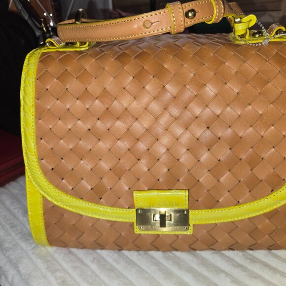 Brahmin Phoebe Citron Woven Leather Bag - Picture 2 of 15